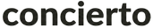 Black 'concierto' text on a transparent background